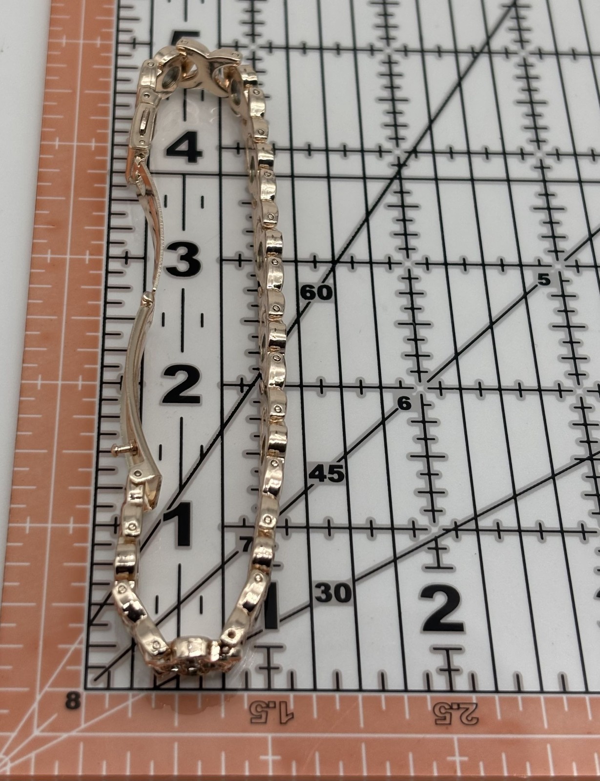 Stainless Steel Magnetic Therapy Bracelet Clover Pattern in Gold-Tone Not Signed