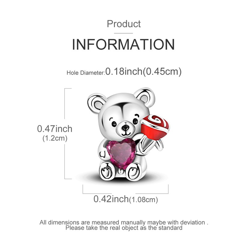 MULA European 925 Silver AAA CZ DIY Charm Enamel Sweet Bear For Women Bracelet