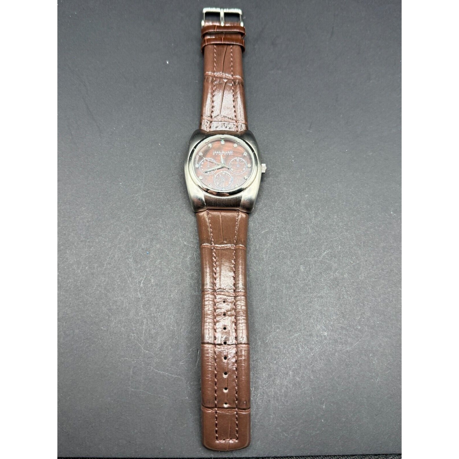Joan Rivers Classics Women’s Watch V377 Silver Tone Case Brown Leather Band