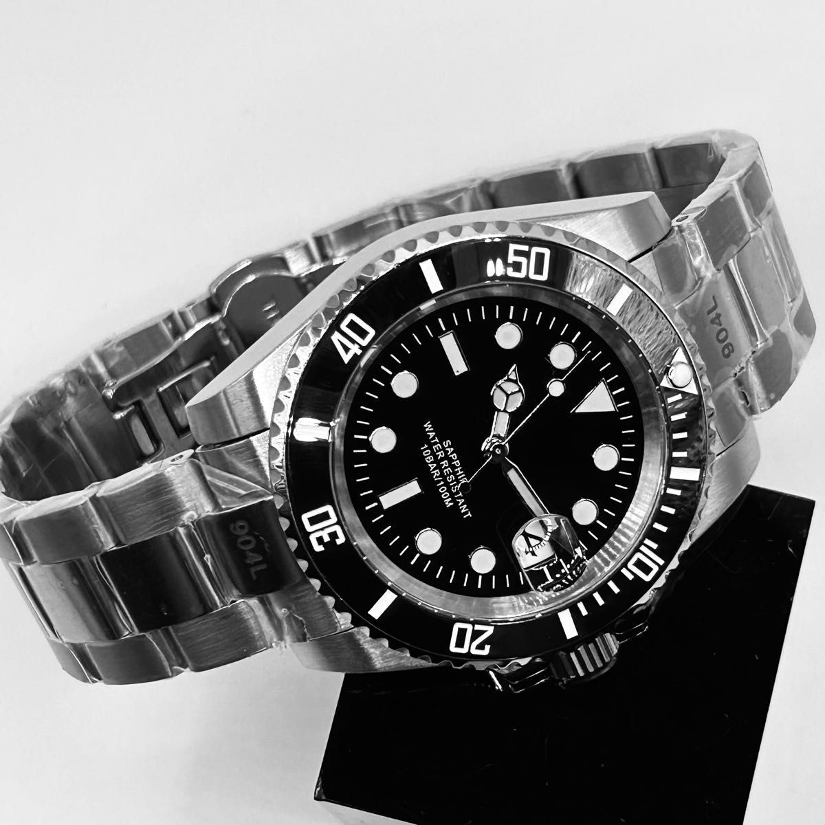 Brand New Belt Adjustment Diver’s MOD Black Dial Black Simple Quartz Silver