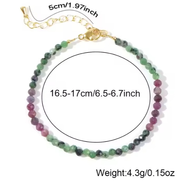 Delicate Ruby Zoisite Bracelet Natural Stone Dainty Bracelet Healing Women Gift