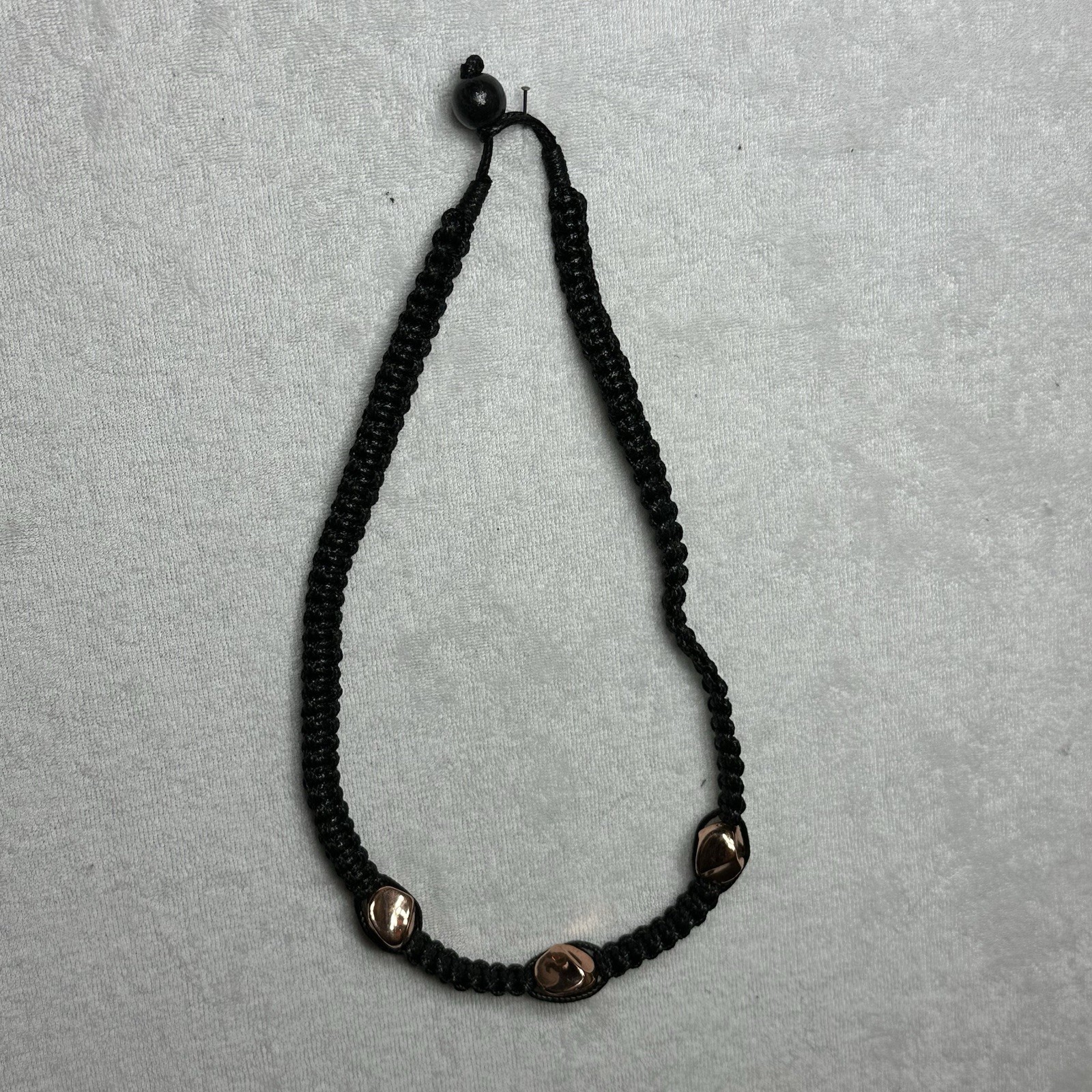 Hemp Black Hobo Hippie Necklace With Shiny Beads