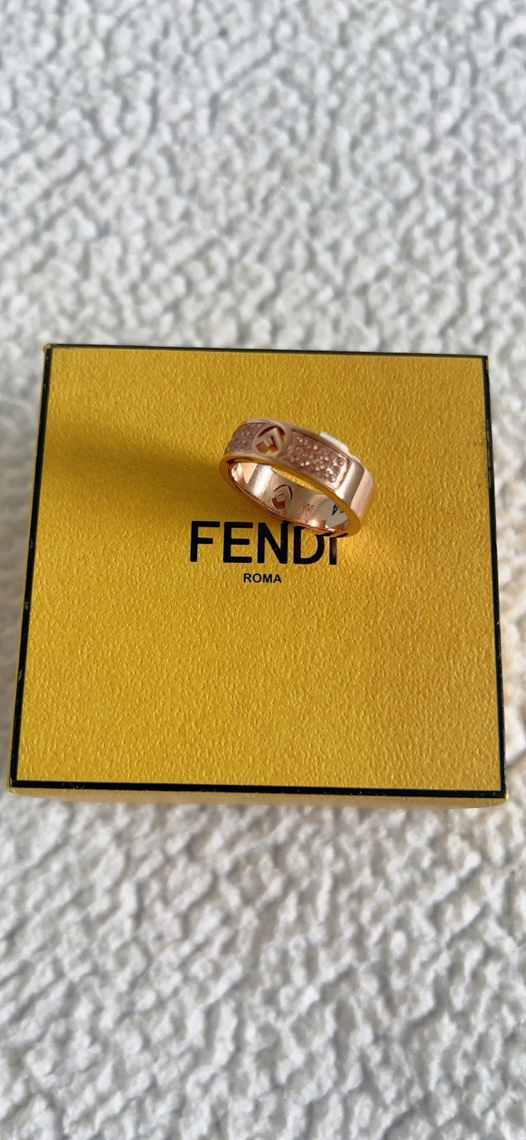 Fendi F Is Fendi Ring Crystal in Rose Size Medium/ M