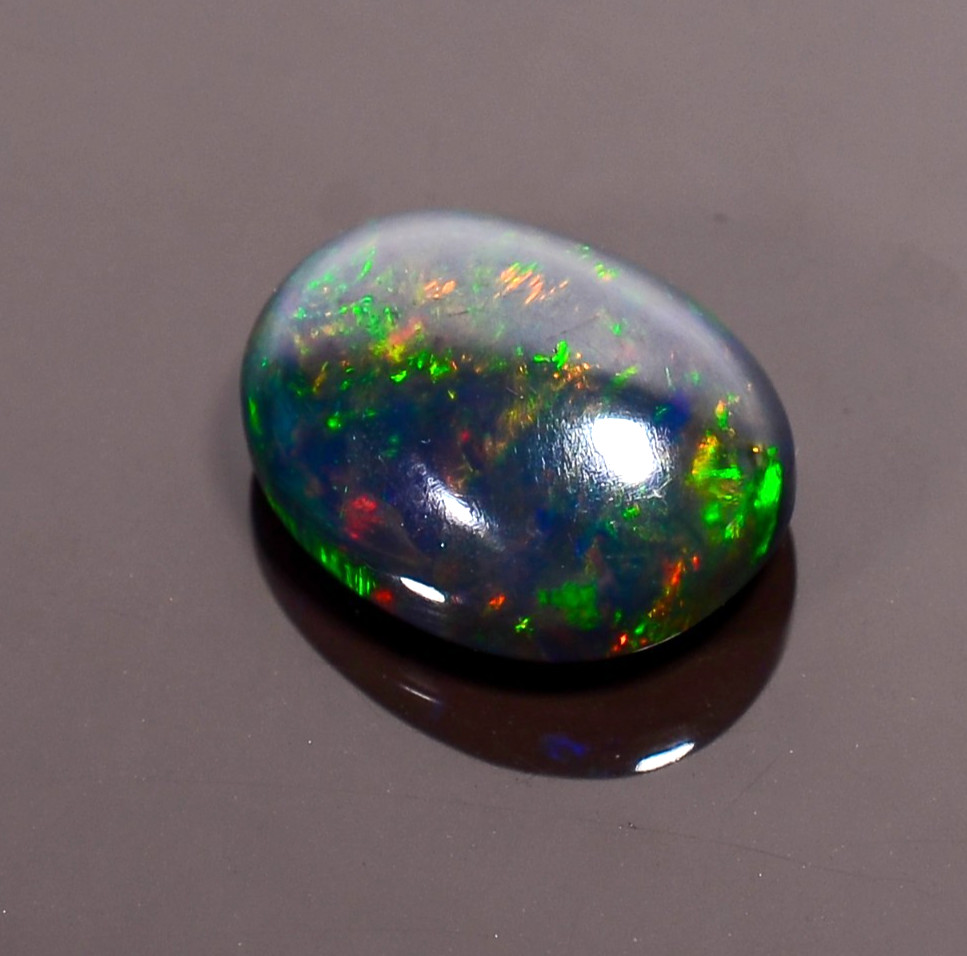 3 Ct Natural Black Ethiopian Opal Oval Shape Cabochon Loose Gemstone 12X9X5 mm