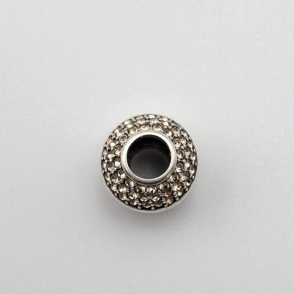 925 Sterling Silver Pave Set Dark Yellow Crystal November Birthstone Bead Charm