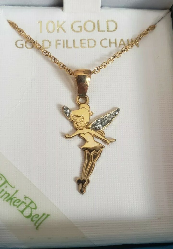 New 10 K Gold Thinkerbell Pendant 15 In Chain, with tags and original box
