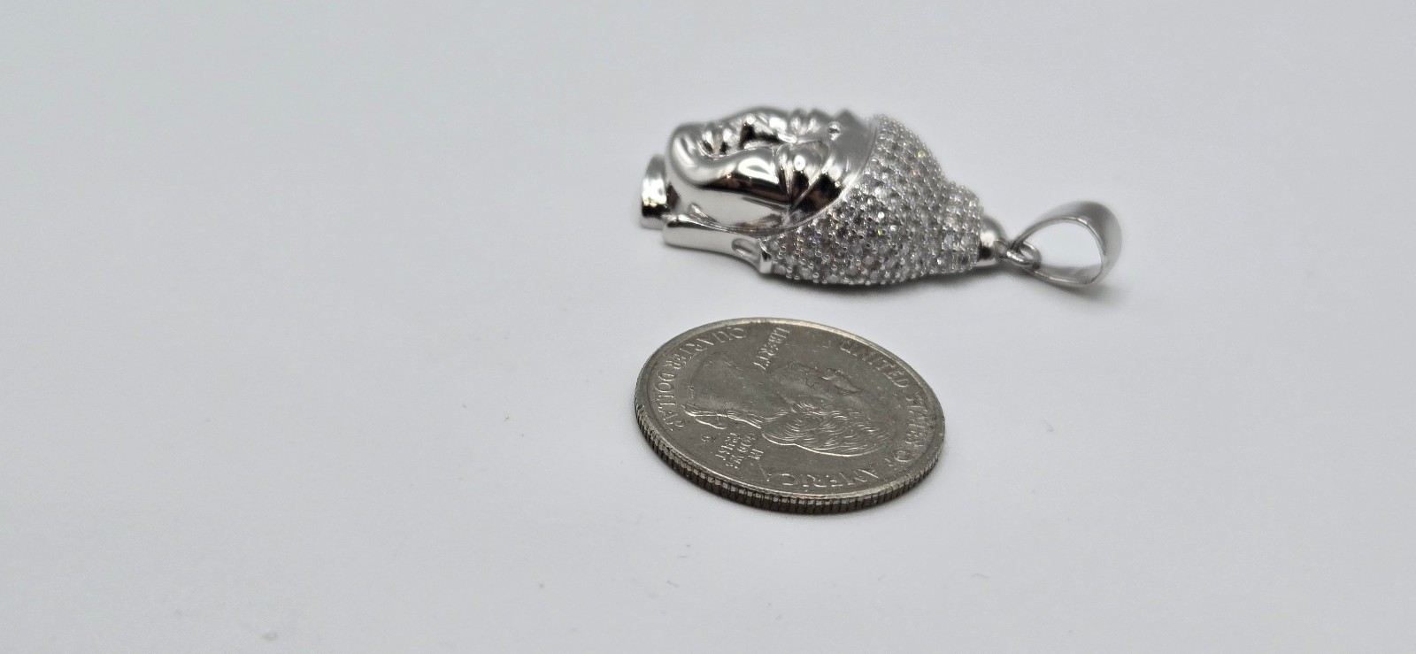 NEW Solid 925 Sterling Silver Buddha Meditation Pendant 4.0CTW MOISSANITE, USA