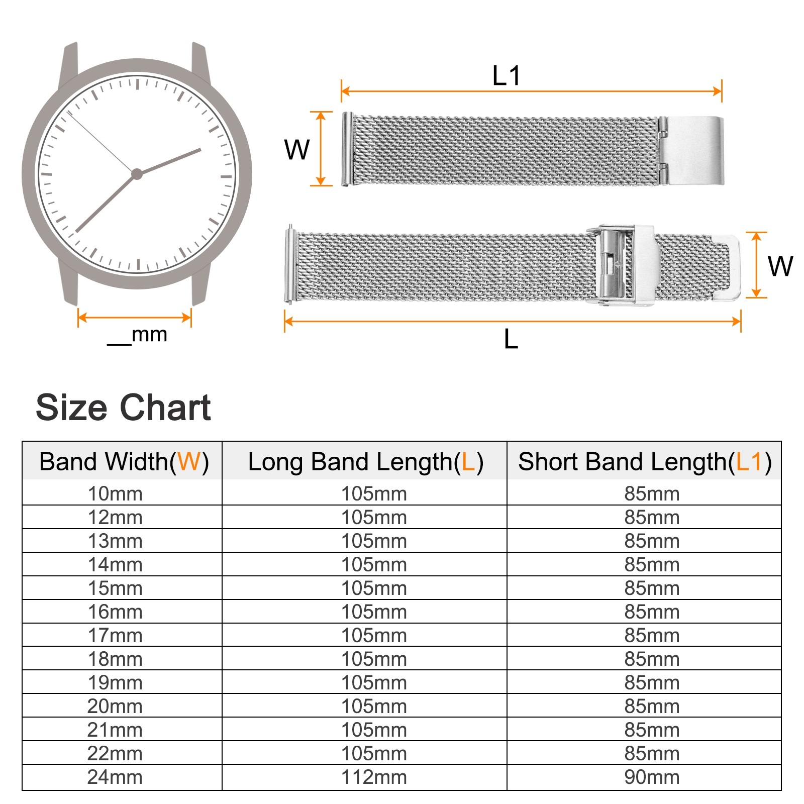 316L Stainless Steel Mesh Watch Band 17mm Quick Release Adjust Straps Silver New