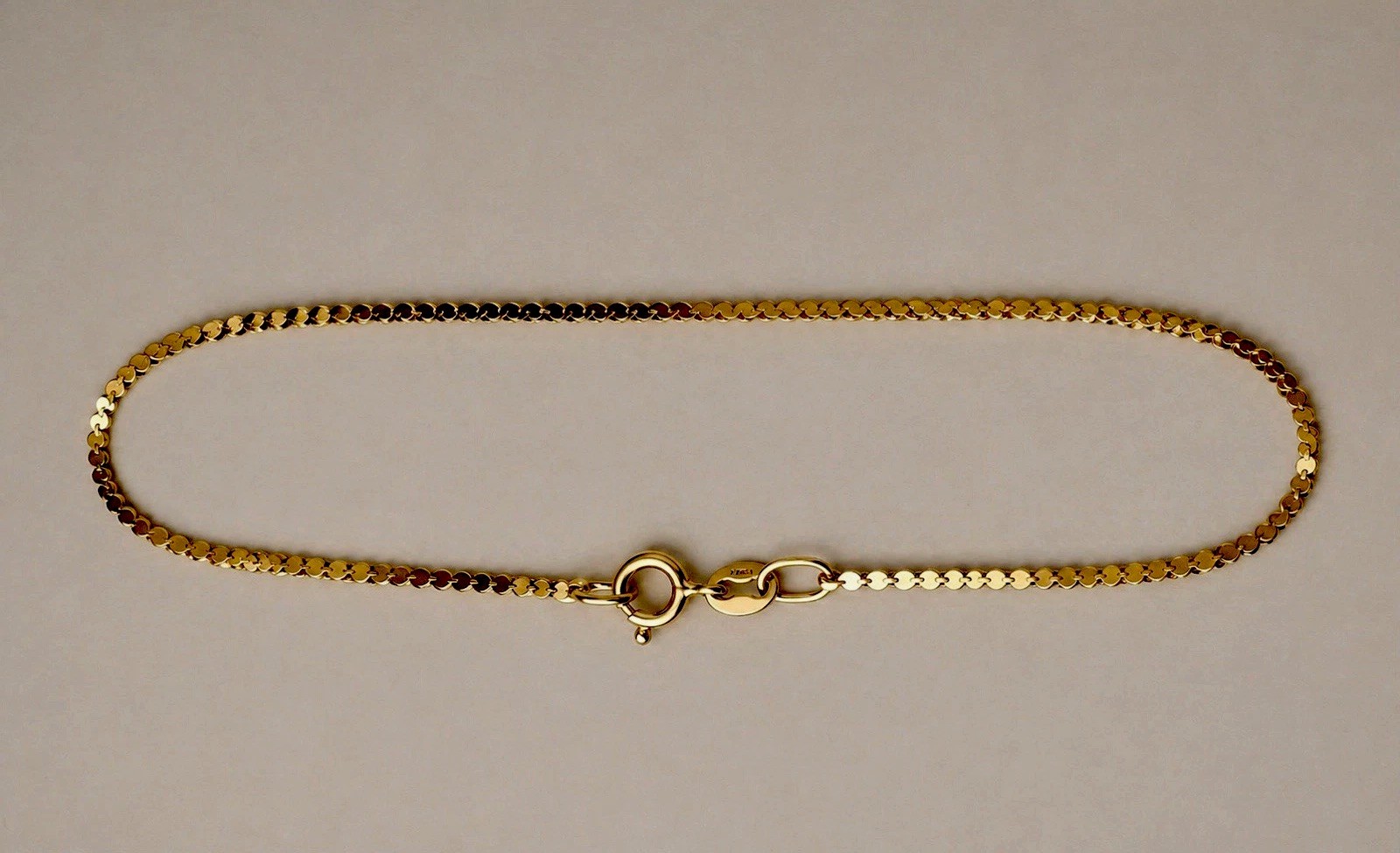 14kt Gold Ankle Bracelet 8 ½” Vintage Italian Serpentine Weave Vintage Tagged