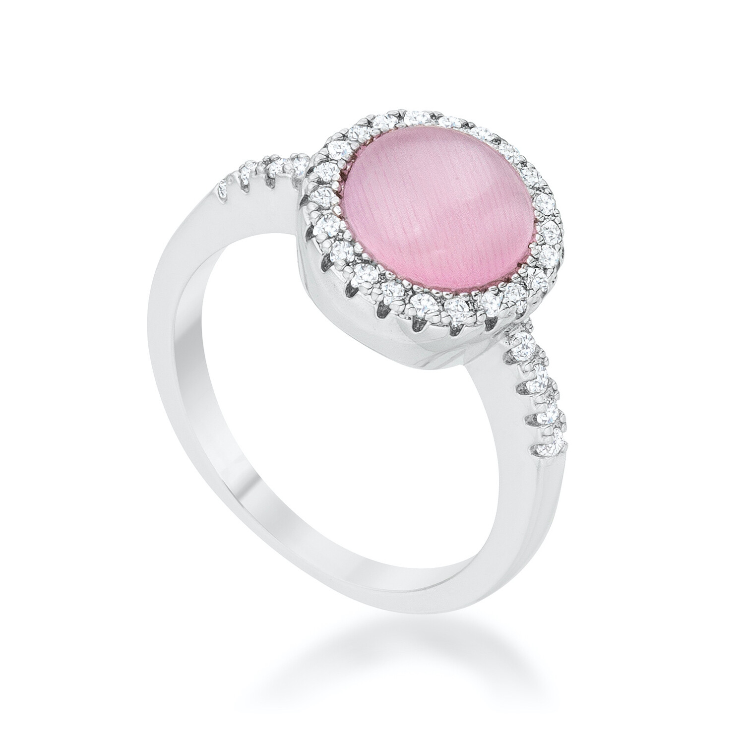 Patricia 0.3ct CZ Pink Cat’s Eye Rhodium Classic Ring