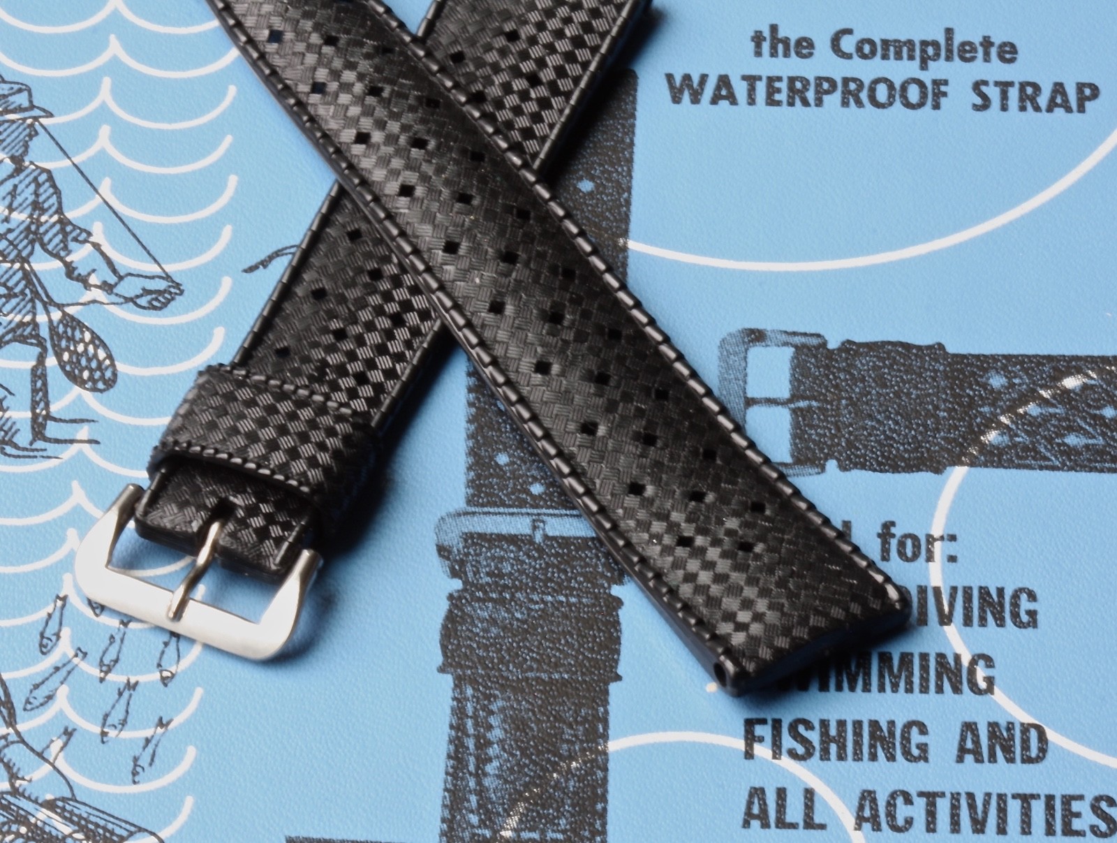 15 SOLD! Imperfect Genuine Swiss Tropic dive watch band 20mm for vintage divers