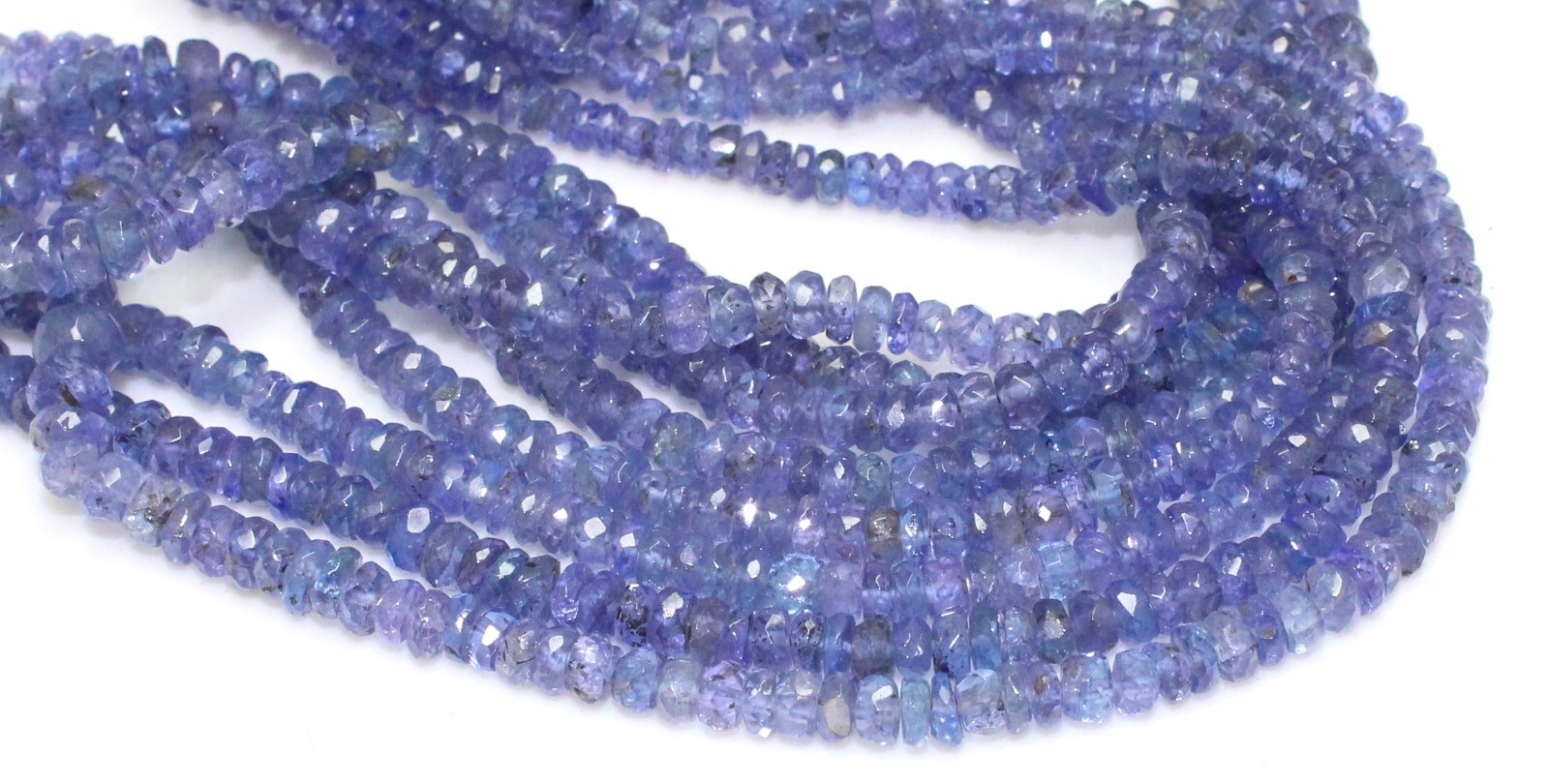 AAA Natural Tanzanite Faceted Rondelle 3-4mm Gemstone Beads 13 Inch Long