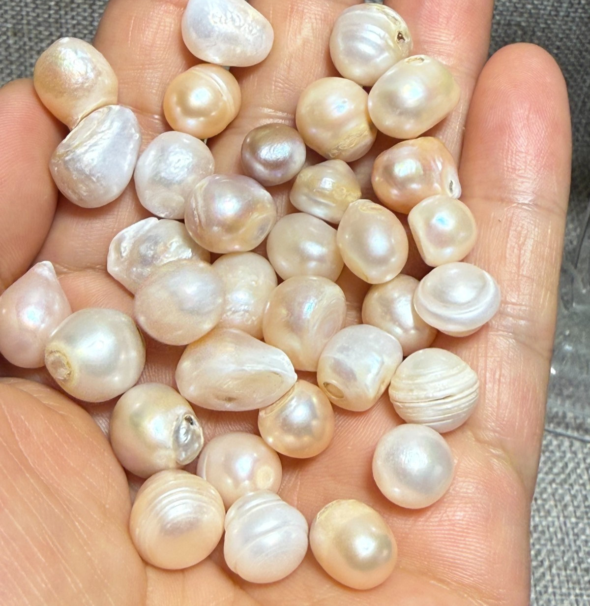 50g 35PCS 7-9mm Natural Cultured Pearl Loose Beads Baroque White Freshwater DIY