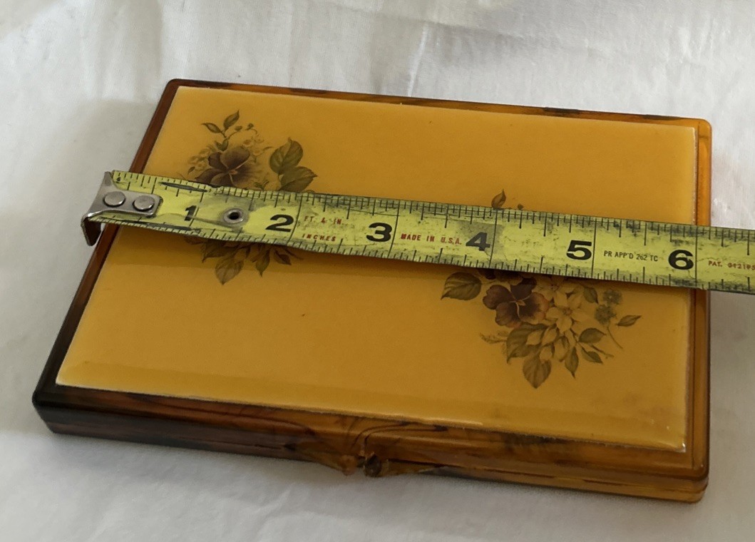 Vintage Faux Tortoise Shell Plastic Slim Travel Compact Jewelry Vanity Case 6”