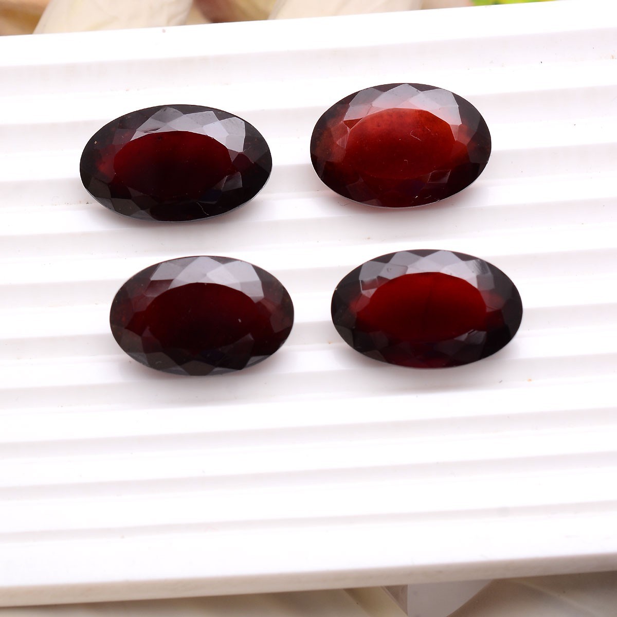 4 Pcs Natural Hessonite Garnet Top Grade 21mm-24mm Oval Cut Untreated Gemstones