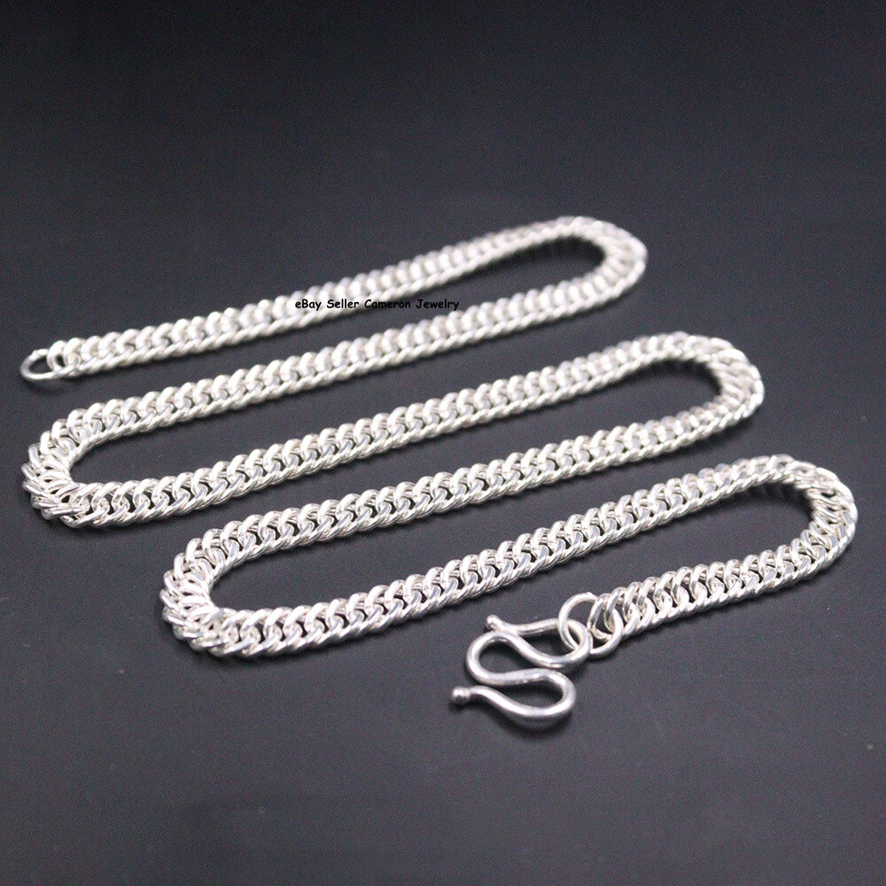Pure S999 Fine Silver 999 Chain 5.5mm Cuban Curb Link Necklace 29-30g 19.6inch