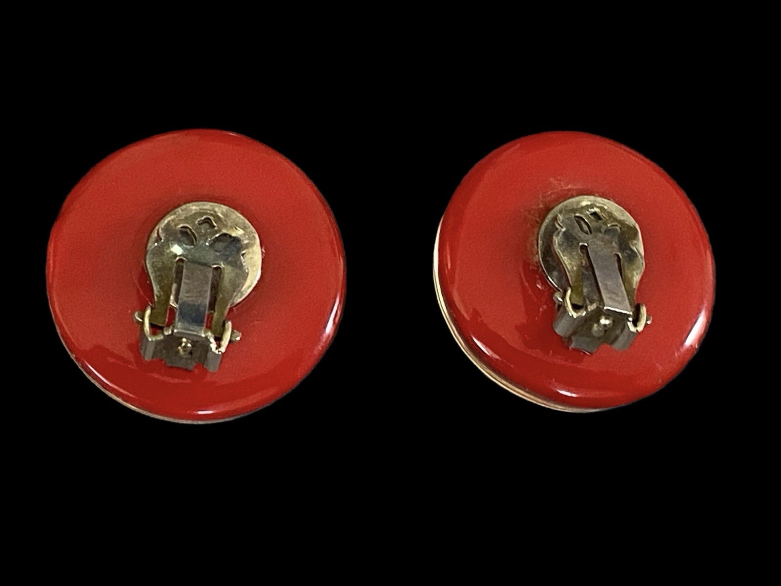 Vintage West Germany Red Resin & Gold Foil Pendant Necklace & Earrings Set~1950s