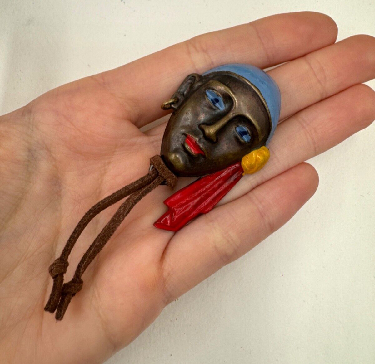 SUPER RARE PIRATE FIGURAL ANTIQUE OLD VINTAGE COLORFUL ENAMEL BROOCH PERFECT CND