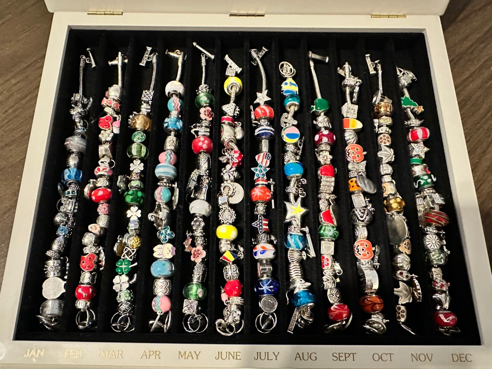 Charm Bracelet Set Willabee & Ward 12 Month 1 For Each Month Show Case Complete