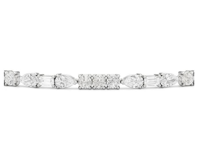 7.55 Ct Pear Simulated Diamond 925 White Sterling Silver Dainty Tennis Bracelet