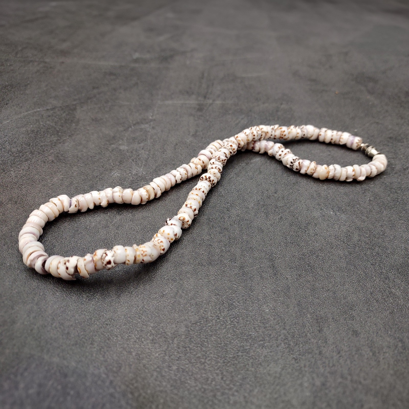Tiger Puka Seashell Necklace (1 necklace approx. 16 inches x 5+ mm)