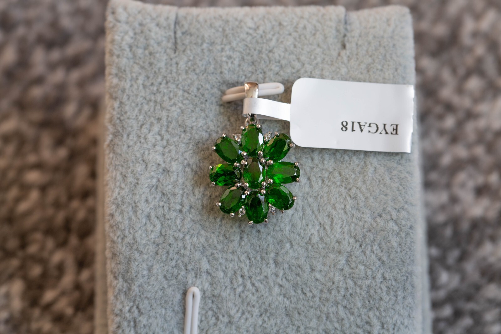 Chrome Diopside & White Topaz Sterling Silver Pendant only