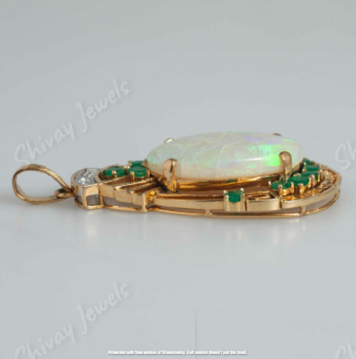 Natural Fire Opal 2Ct Oval Cut Solitaire Pendant 14K Yellow Gold Plated Silver