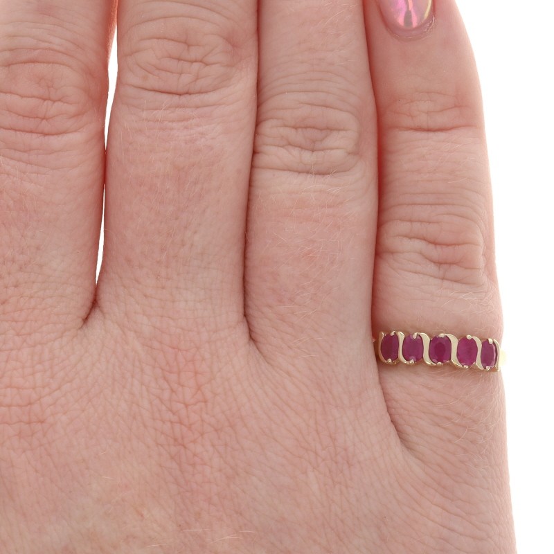 Yellow Gold Ruby Five-Stone Band – 10k Oval .79ctw Ring