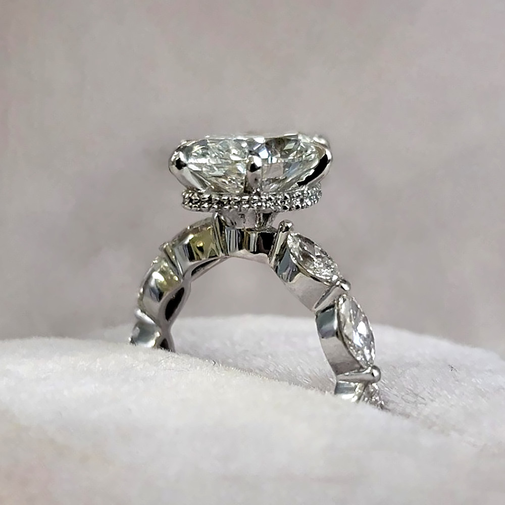 3 Ct IGI Lab Grown Marquise Cut Diamond Engagement Ring 14K White Gold