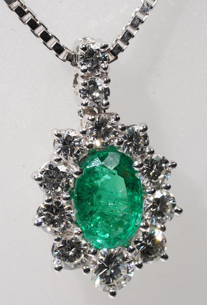 Unique 2.38ct emerald river blue brilliant necklace chain 750 white gold muzo