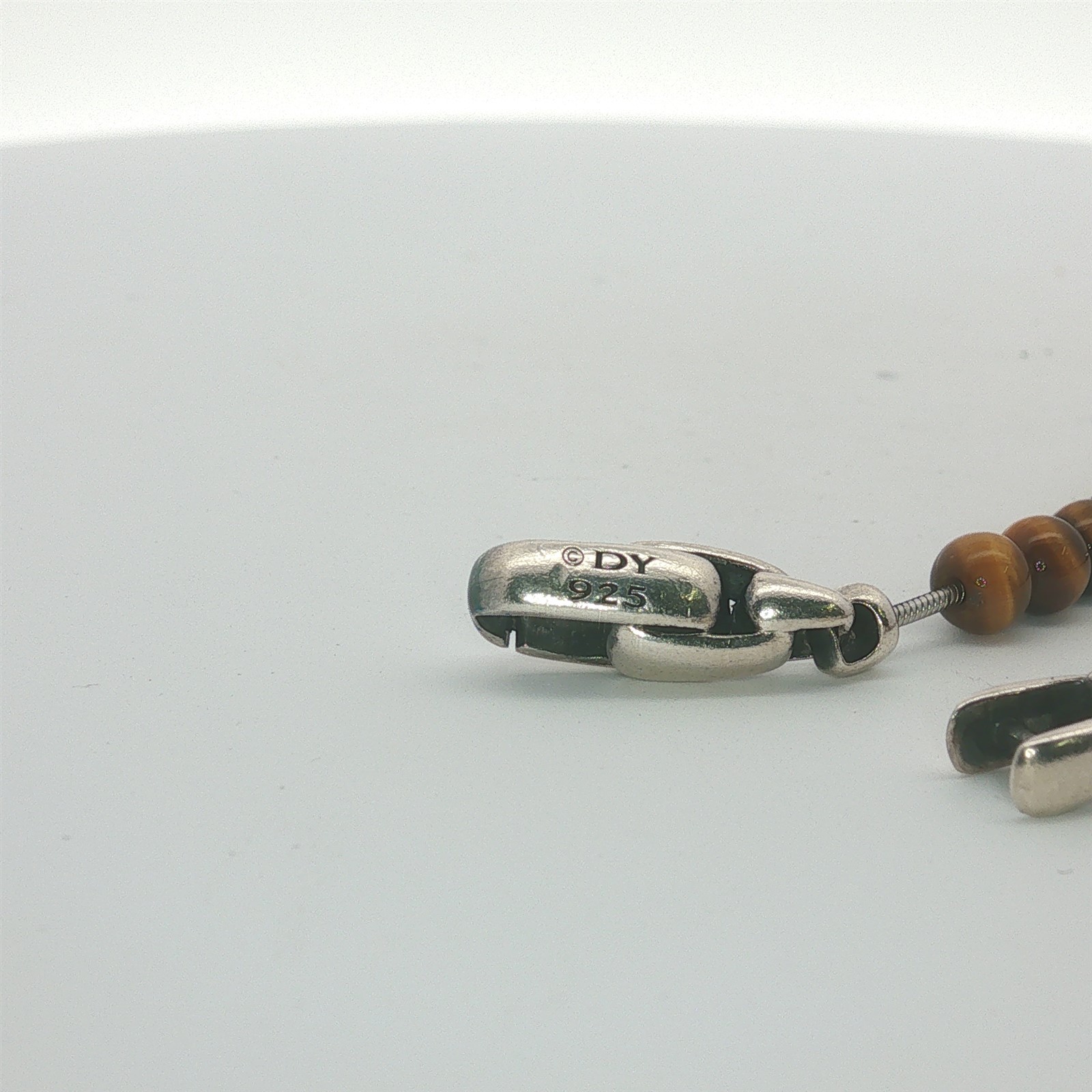 Vintage SS David Yurman Tigers Eye and Cross Bracelet 8″