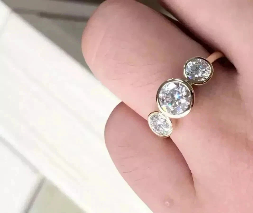 Lab-Created Diamond Women Statement Wedding Ring 14K Yellow Gold Plated
