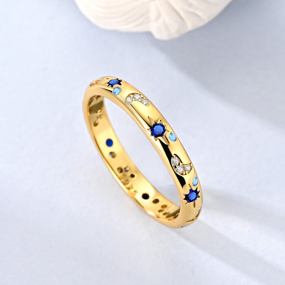 LAZA 925 Sterling Silver Brilliant Night Sky Finger Ring Blue CZ Women Jewelry
