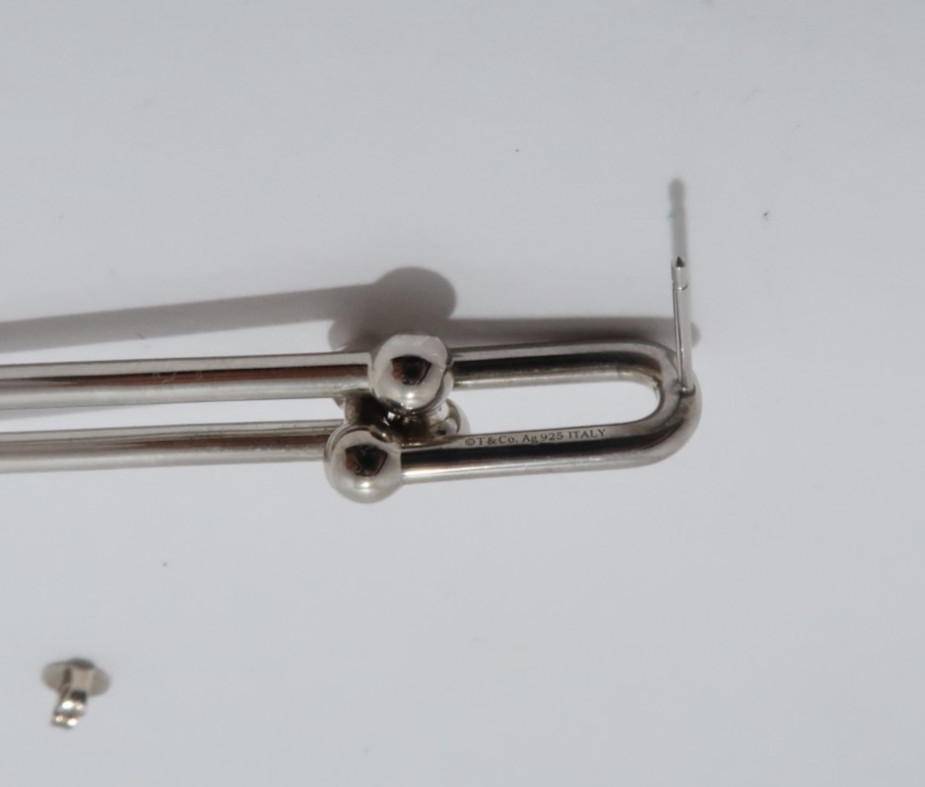 TIFFANY & Co. sterling silvernHardware double long link Pierce earrings