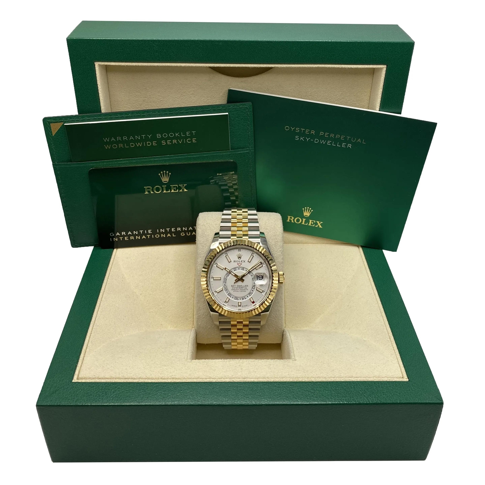 Rolex Sky-Dweller 336933 Jubilee Yellow Gold Steel White Dial Watch B&P 2023