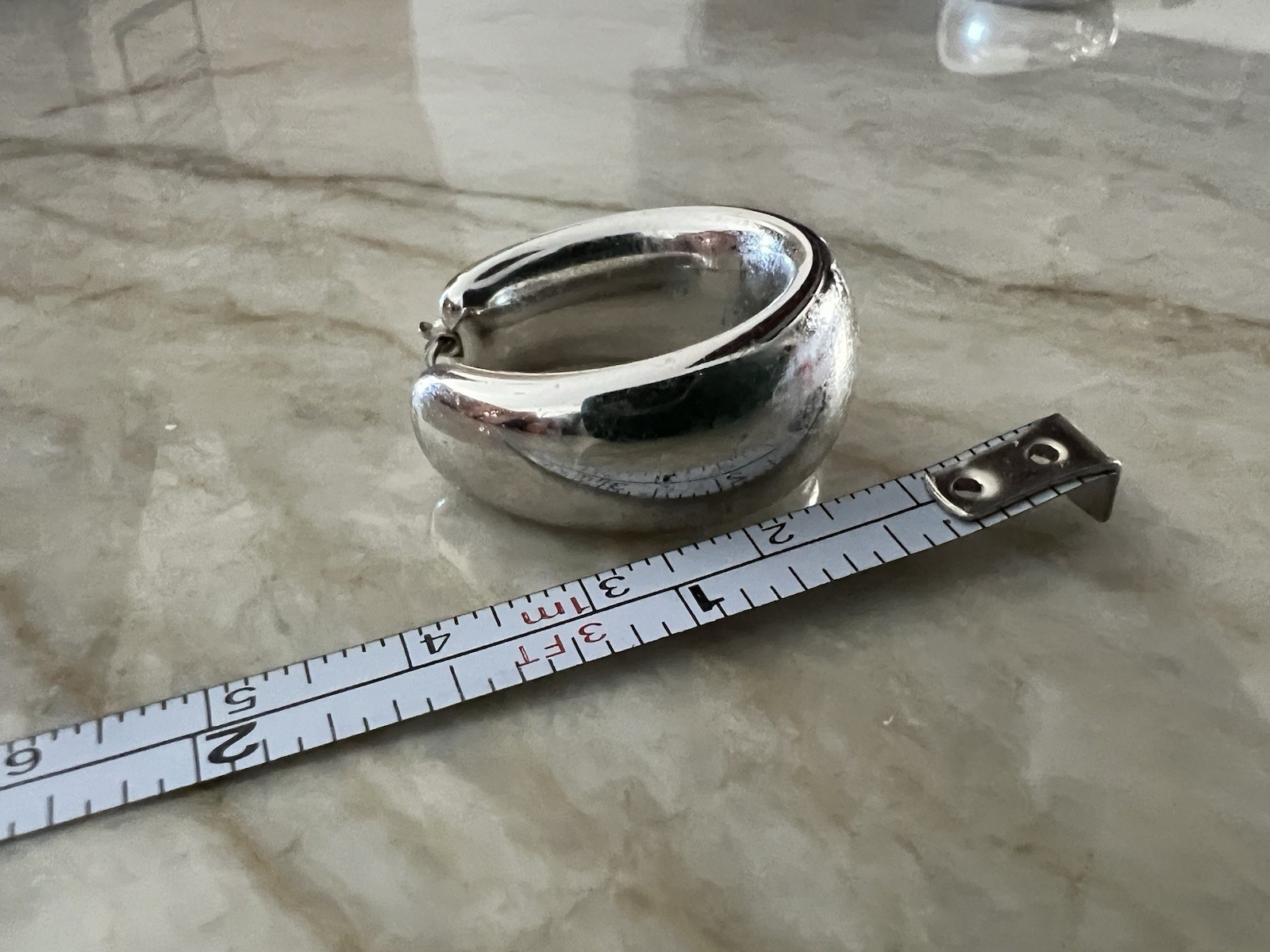 Silver Toned Chunky hoop earrings, Pierced