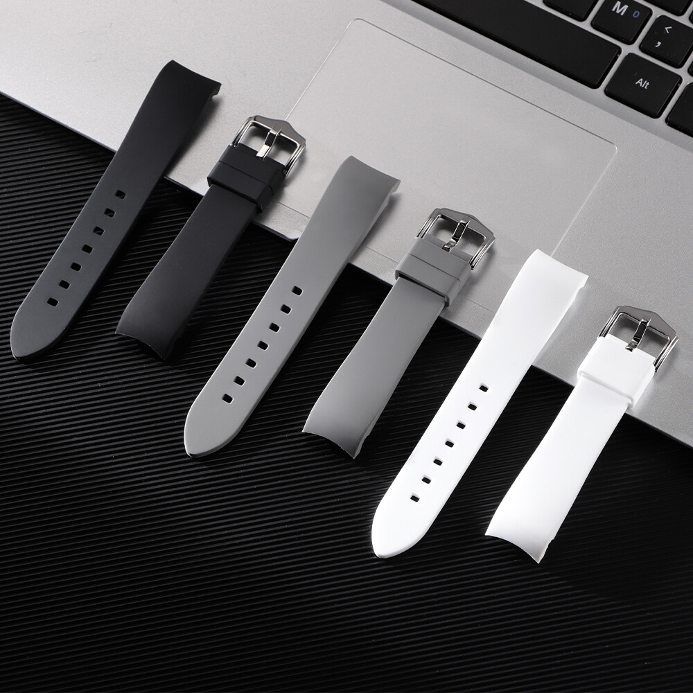 Curved End Watch Band Soft Silicone Rubber Strap Universal 18/19/20/21/22/24mm