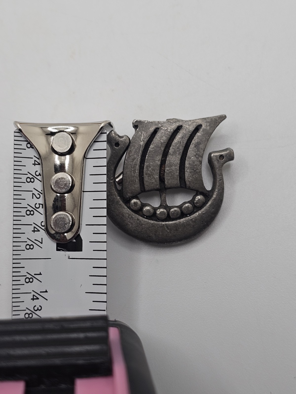 Vintage R Tennesmed Sweden Brooch Pin Viking Ship Pewter 1970s