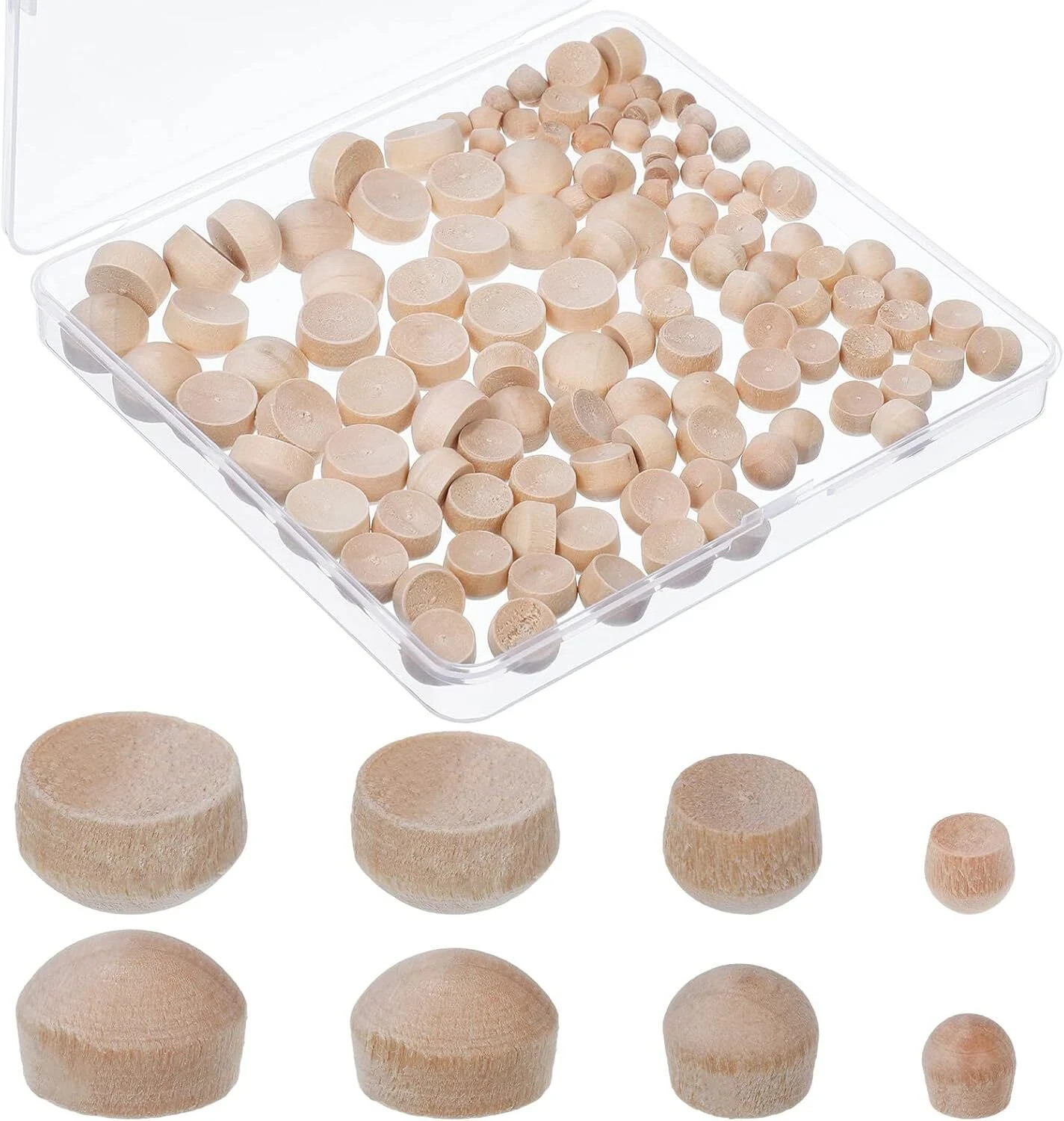 120 Pieces 4 Sizes Wood Plugs Wooden Hole Plugs Button Plugs Hardwood H