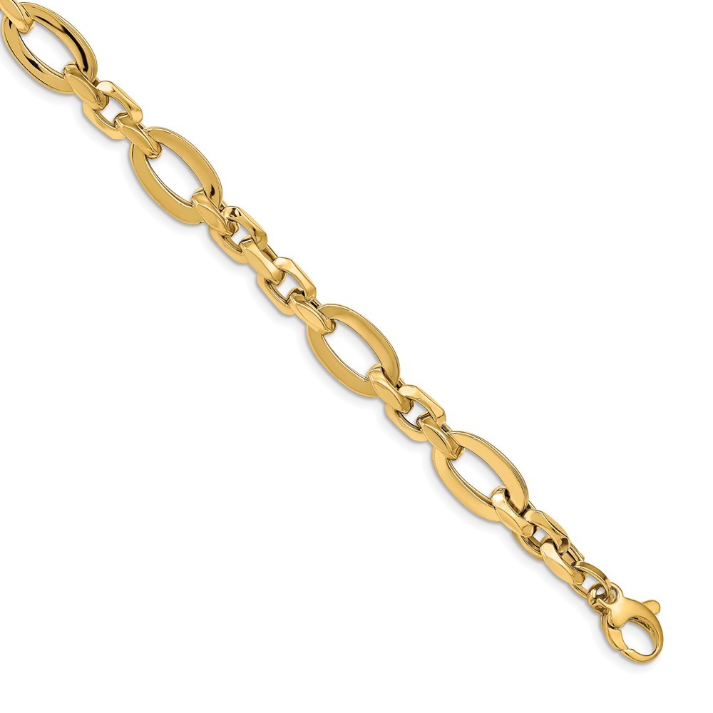 14k Yellow Gold Polished Fancy Link Bracelet 8.25″