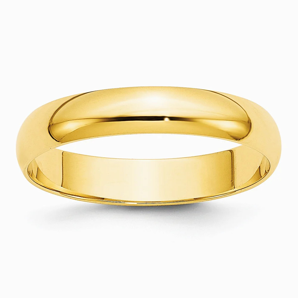 10K Yellow Gold 10KY 4mm LTW Half Round Band Size 10