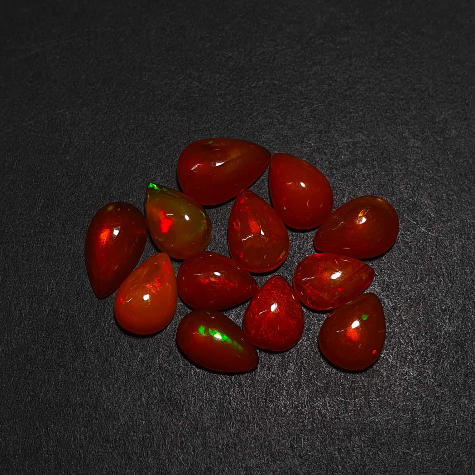 Natural Orange Opal Pear Cabochon Loose Gemstone Lot 6*8-6*10 MM 7.6 CT 10 Pcs