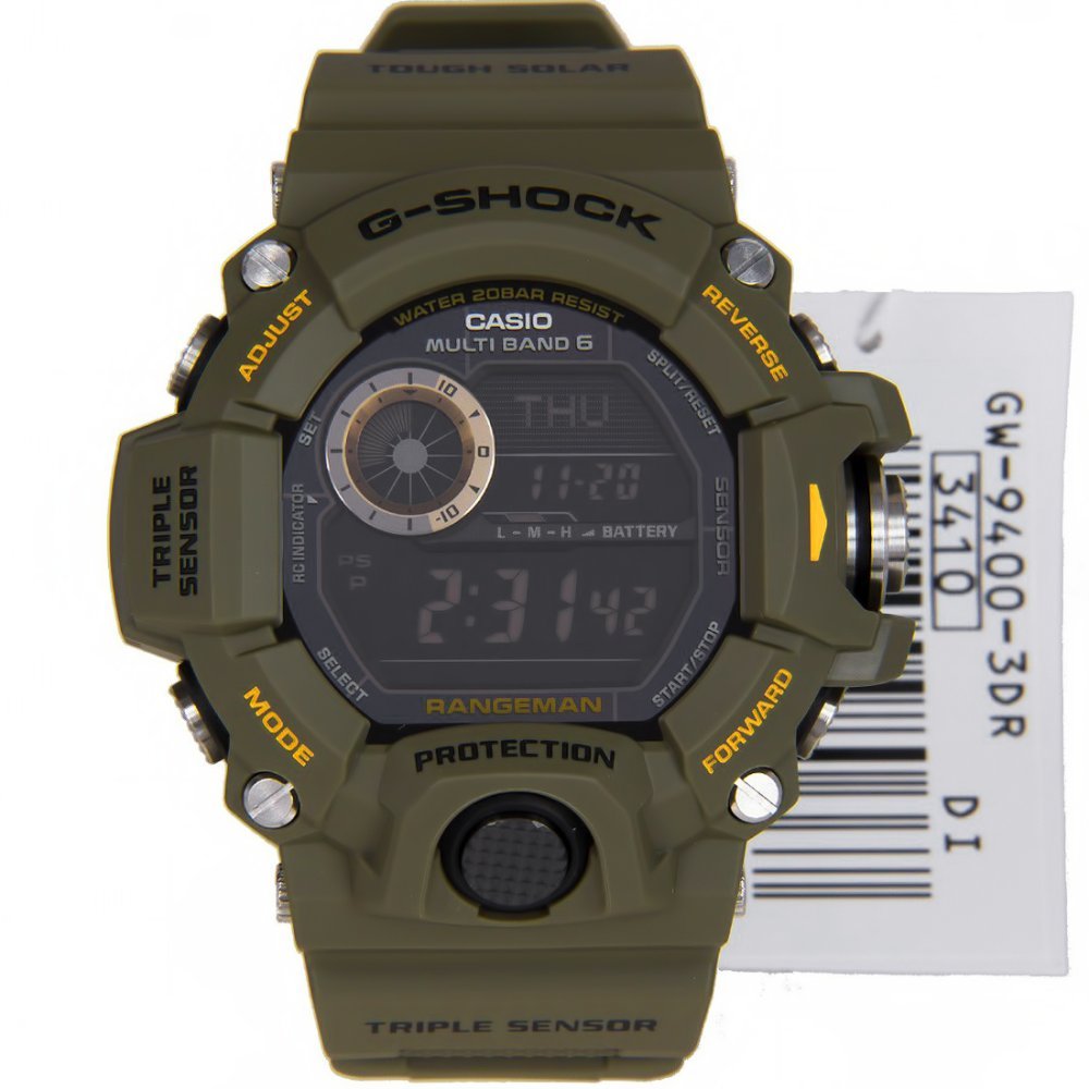 G-SHOCK RANGEMAN GW9400-3 Military Green Triple Sensor Solar Digital Watch