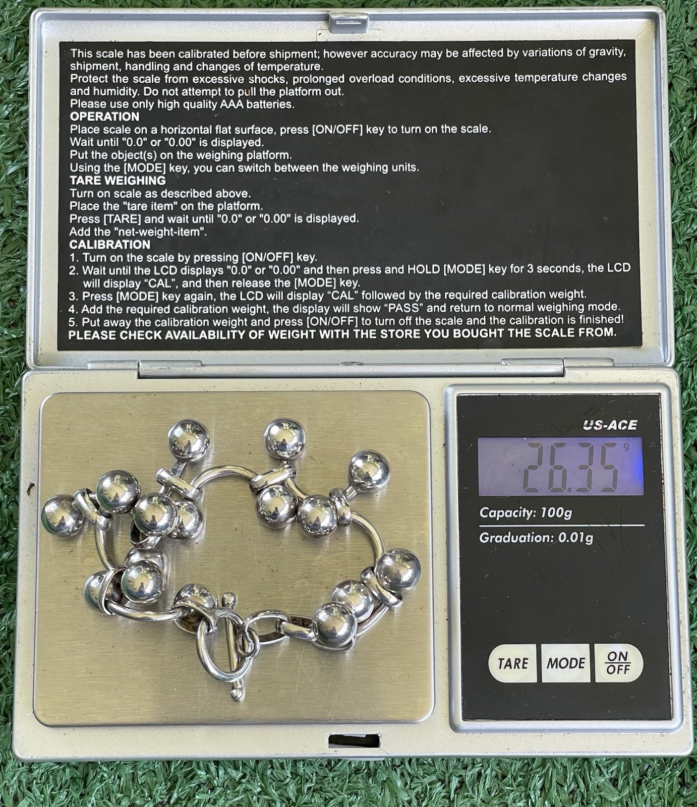 Vtg Marked 925 Sterling Silver DNA Vine Cha Cha Beads Toggle Clasp Bracelet 7.5”