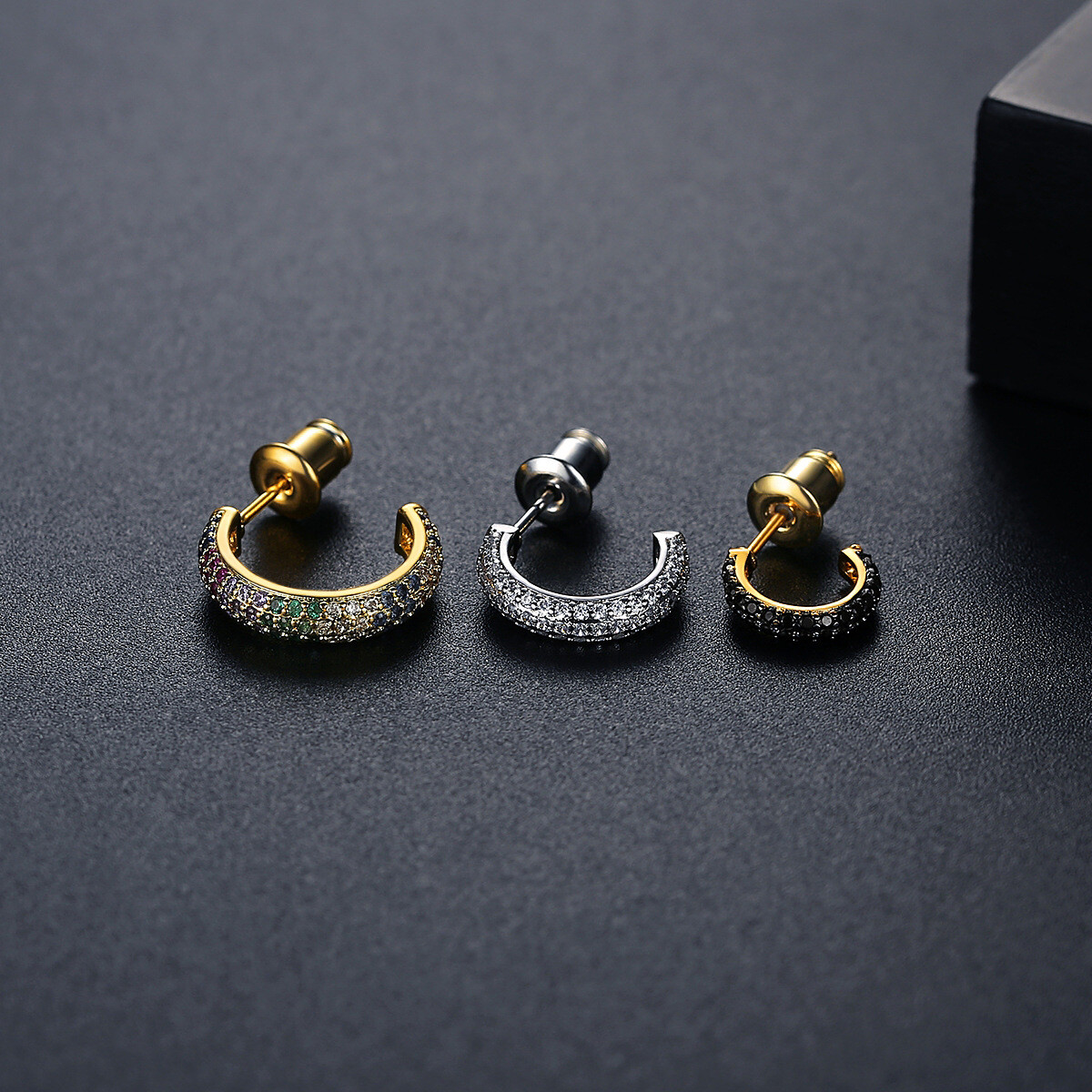 Colorful Zircon Fashion Temperament Commuter Gold Plated Women’s Earrings