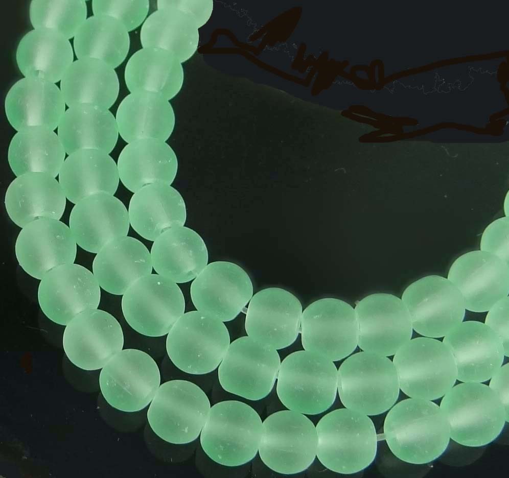 100 Czech Frosted Sea Glass Round / Rocaille Beads Matte – Sea Foam Green 4mm