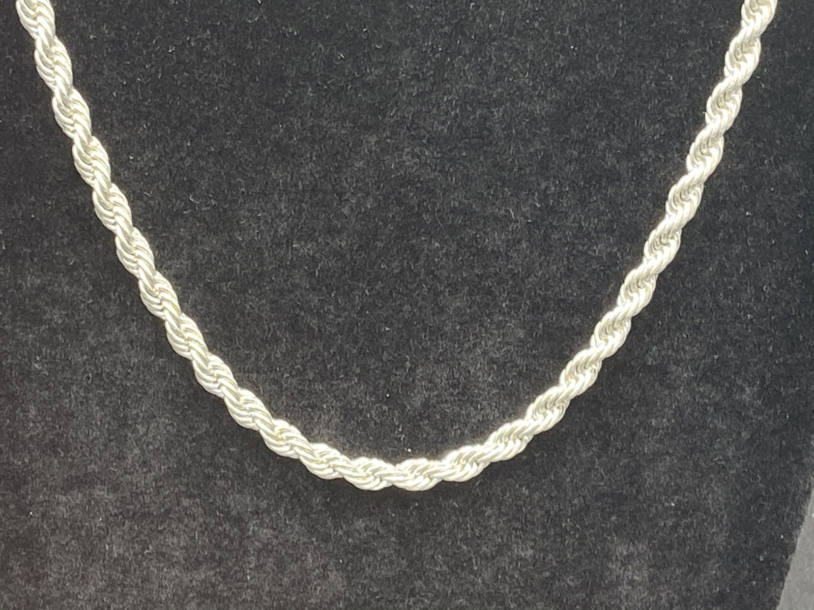 14k White Gold Plated Rope Chain Necklace 24” 6mm