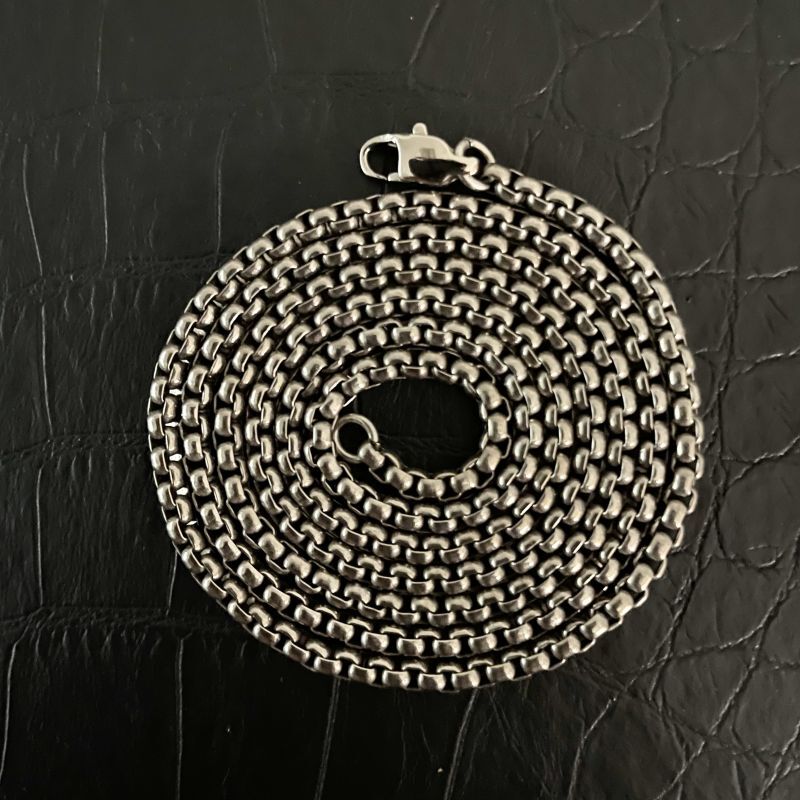 Pure Titanium Necklace Width 3mm Square Box Sub Chain Antiallergic Trend Chain