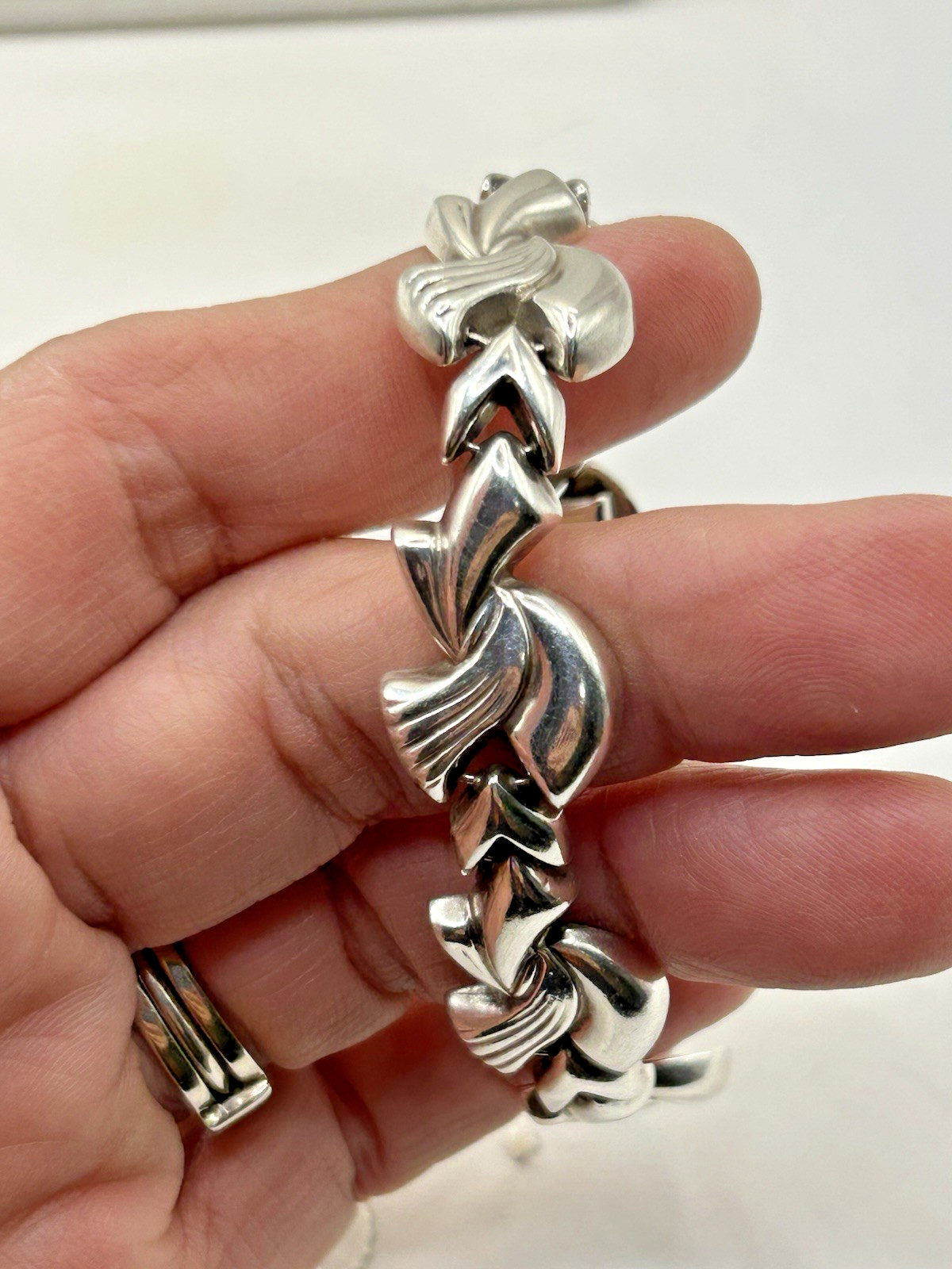 ZANFELD Sterling Silver 14K Gold Panel Bracelet 7.5″ Long with Safety Chain