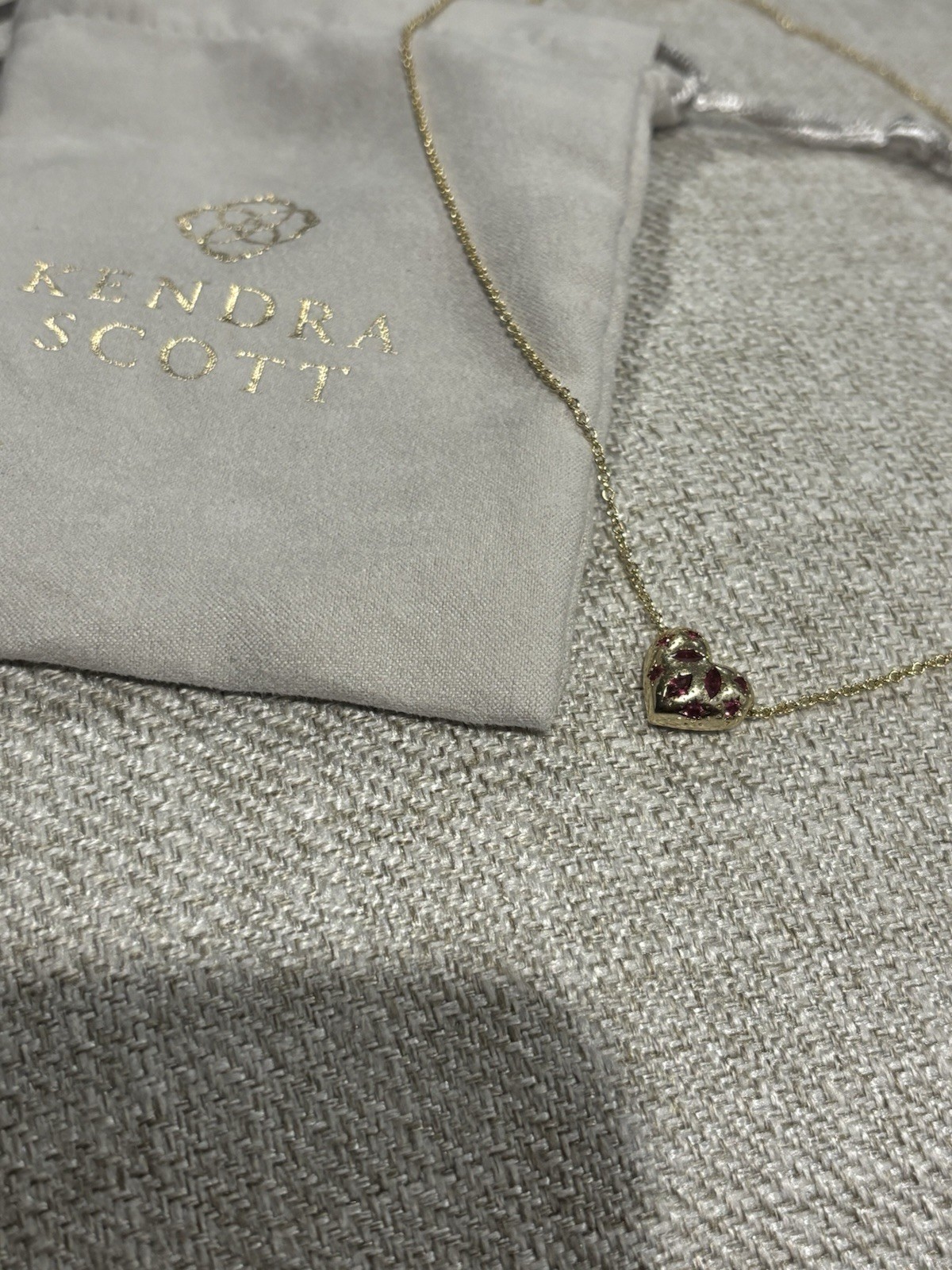 Kendra Scott Gold & Pink Heart Pendant Cable Chain Necklace